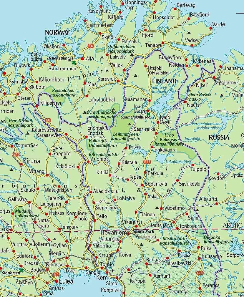 žemėlapis Suomijos ir laplandijos
