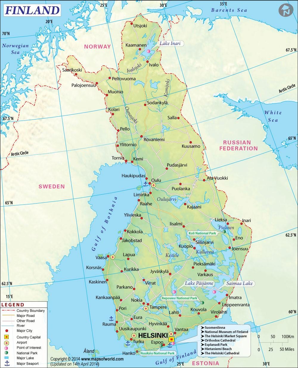 Žemėlapis Suomijos geografija