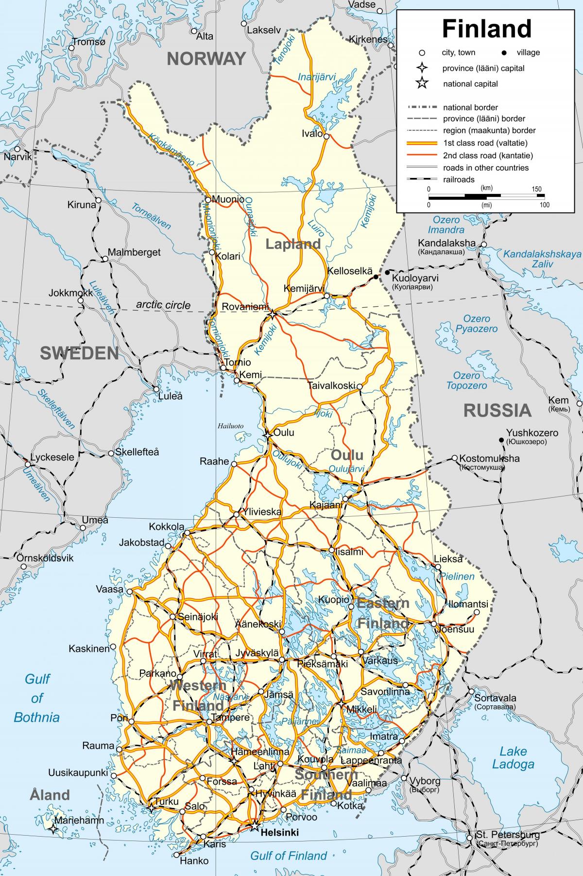 Žemėlapis Suomijos politinė