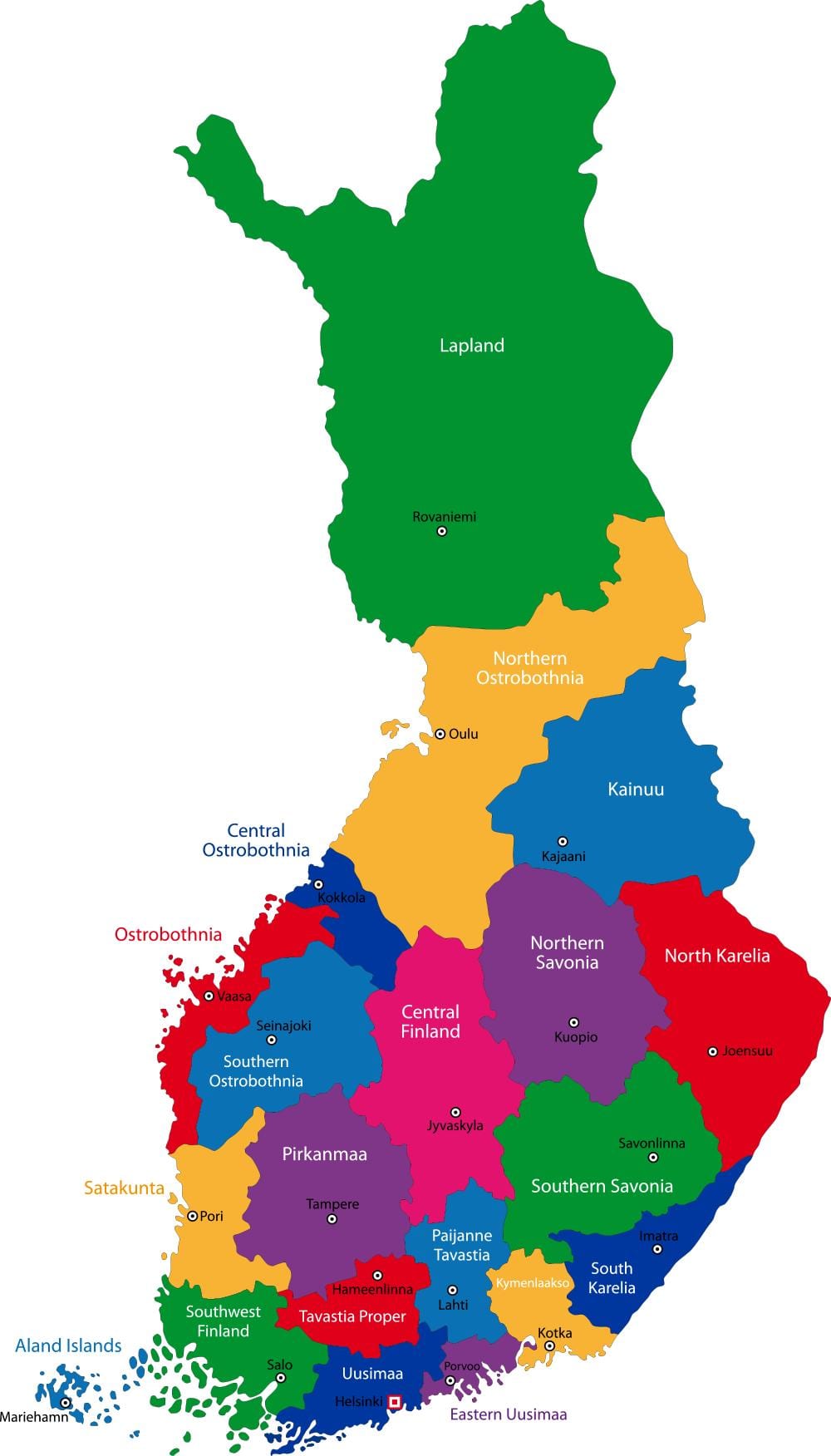 Suomijos provincijos žemėlapis