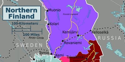 Žemėlapis šiaurės Suomija