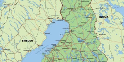Žemėlapis poliarinio rato Suomija