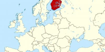 Pasaulio žemėlapis, kuriame Suomija