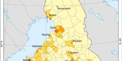 Suomijos gyventojų tankumo žemėlapis