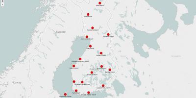 Žemėlapis Suomijos oro uostų
