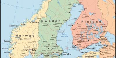 Žemėlapis Suomija ir aplinkinių šalių